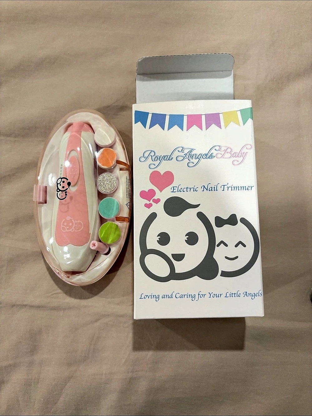 Royal Angels Baby Electric Nail Trimmer Pink & White NWT
